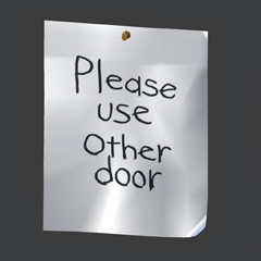 Bitte benutze die andere Tür